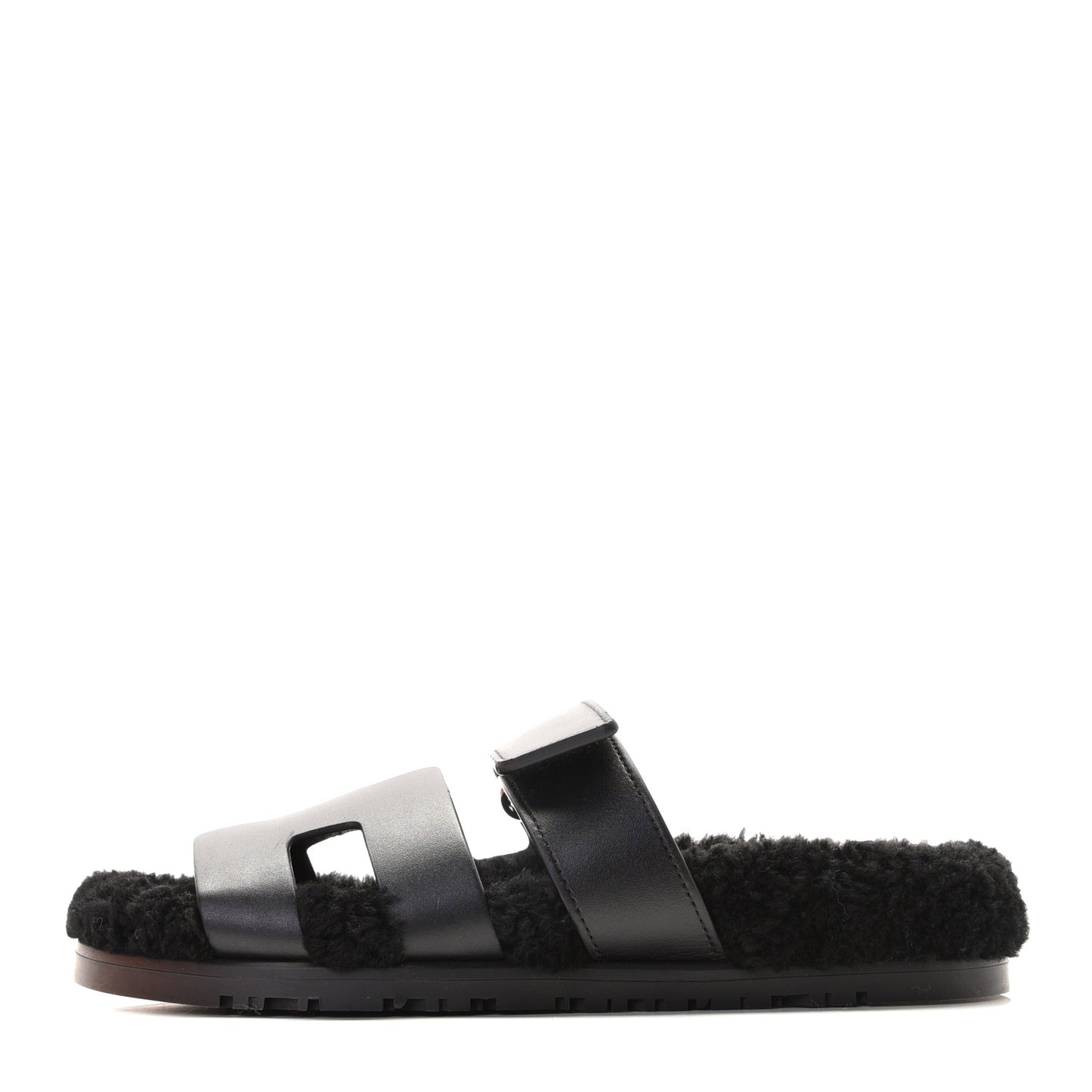 Calfskin Woolskin Womens Chypre Sandals 36 Black