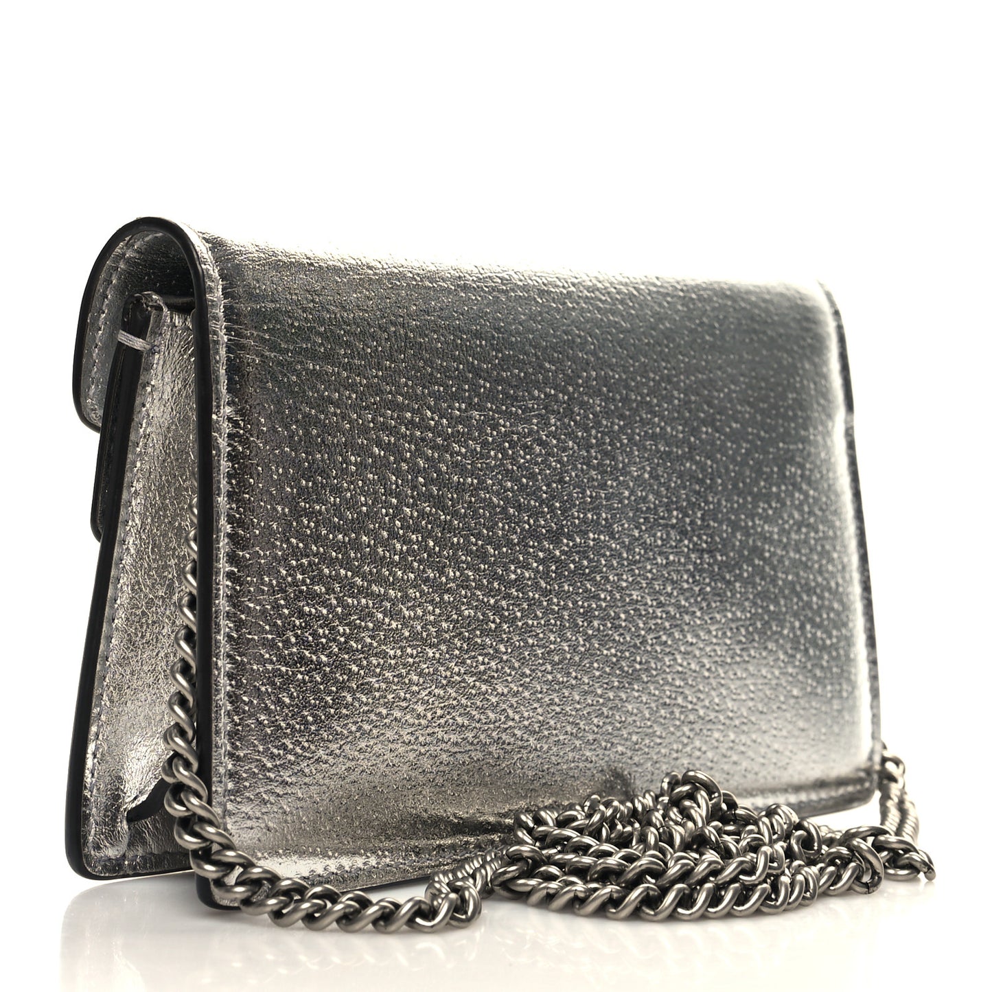 Metallic Calfskin Super Mini Dionysus Shoulder Bag Silver