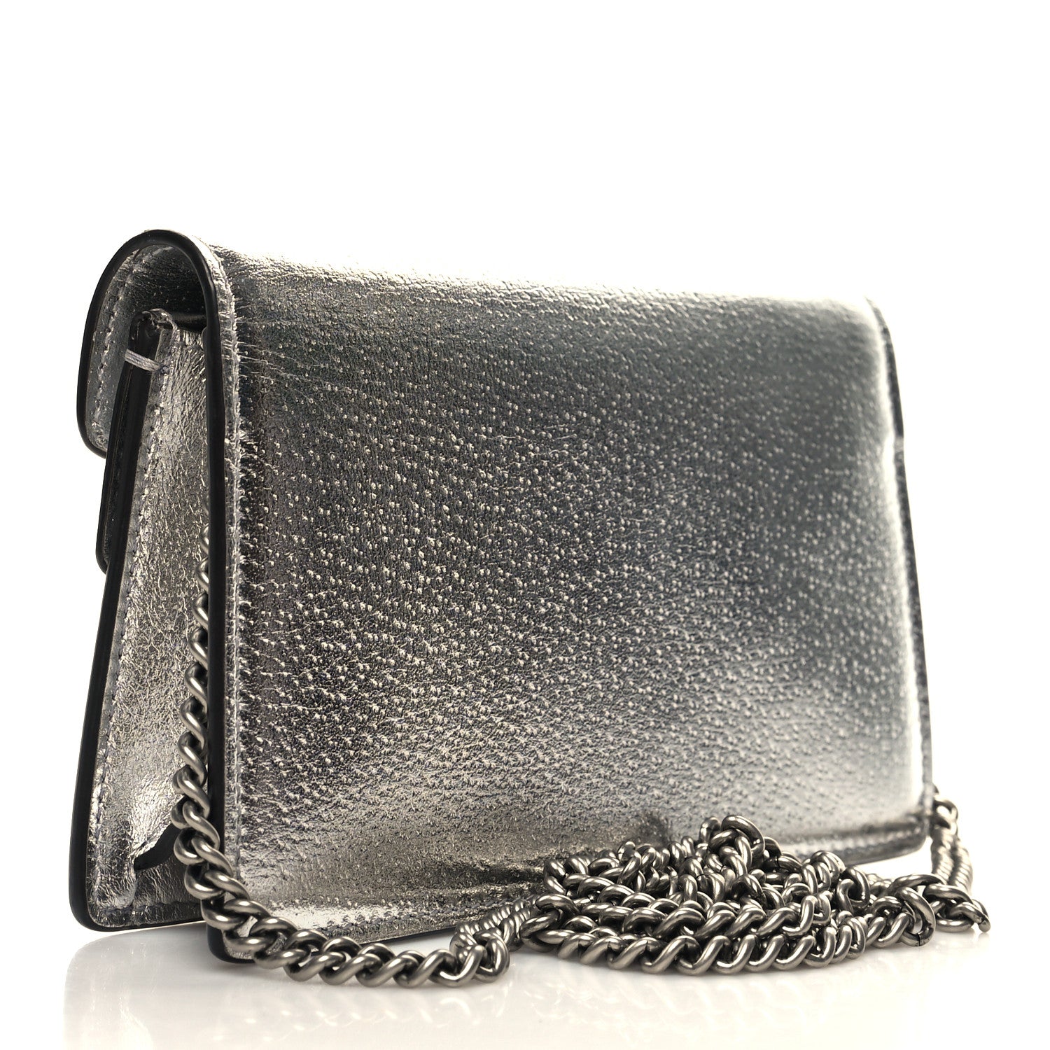Gucci Metallic Calfskin Super Mini Dionysus Shoulder Bag Silver 3 of 9