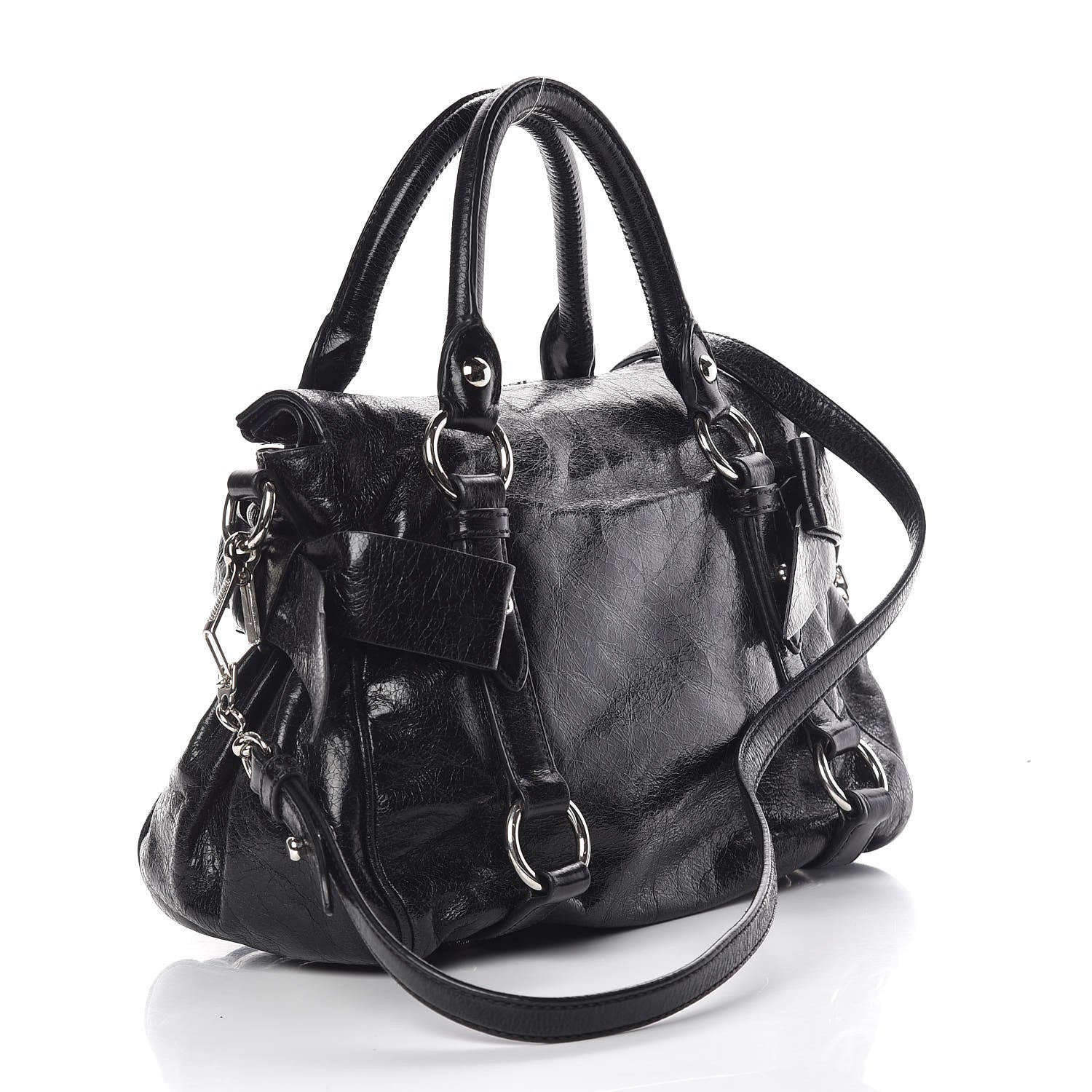 Miu Miu Vitello Lux Mini Bow Bag Black 4 of 11