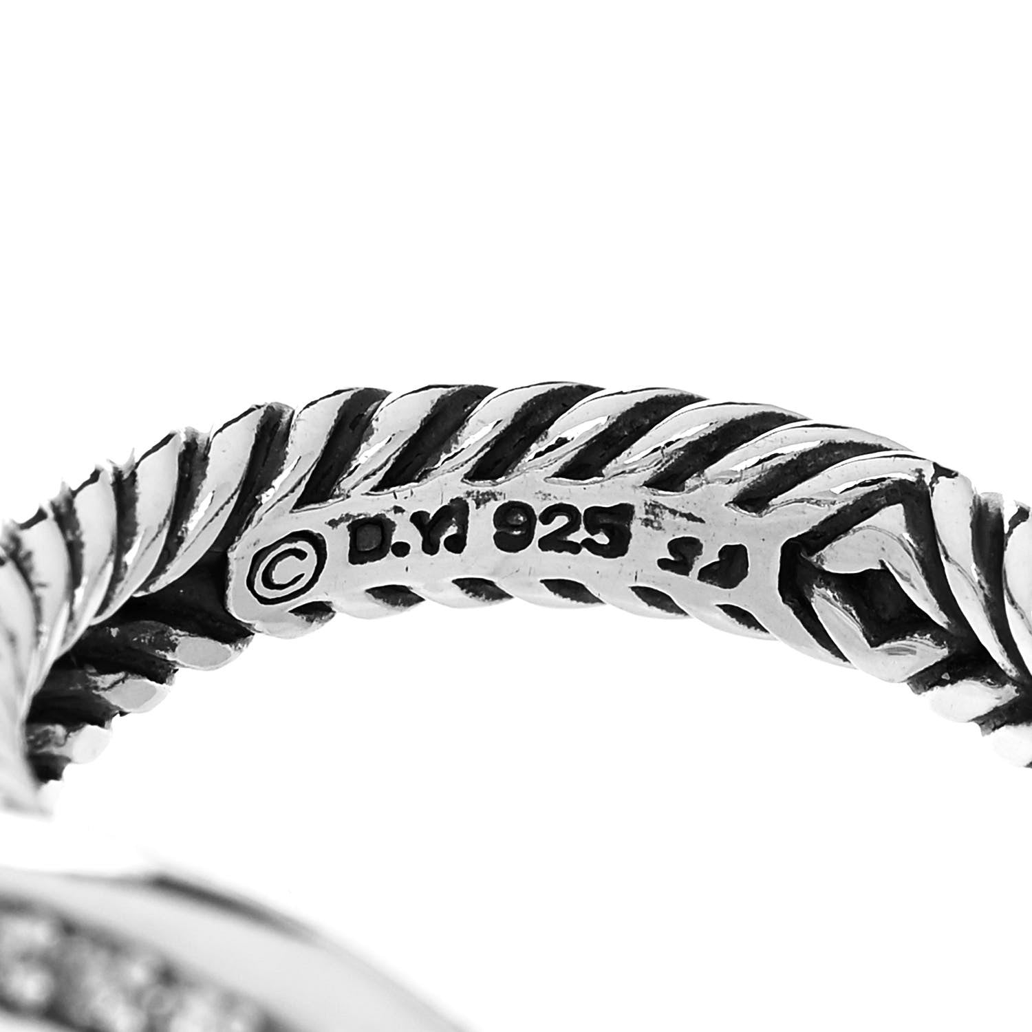 David Yurman Sterling Silver Diamond Blue Topaz 7mm Petite Albion Ring 53 6.5 4 of 4