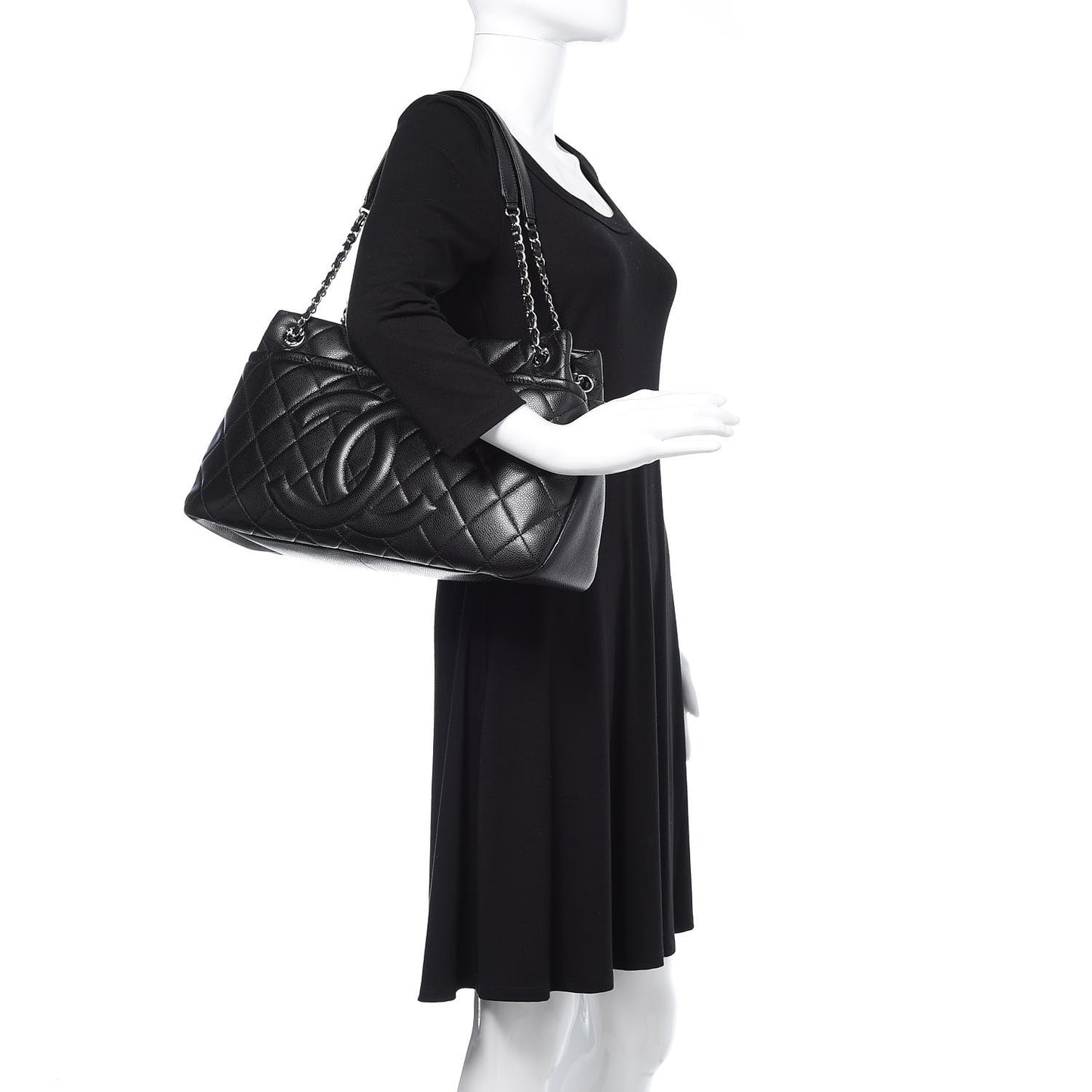 Caviar Quilted Timeless CC Soft Tote Black