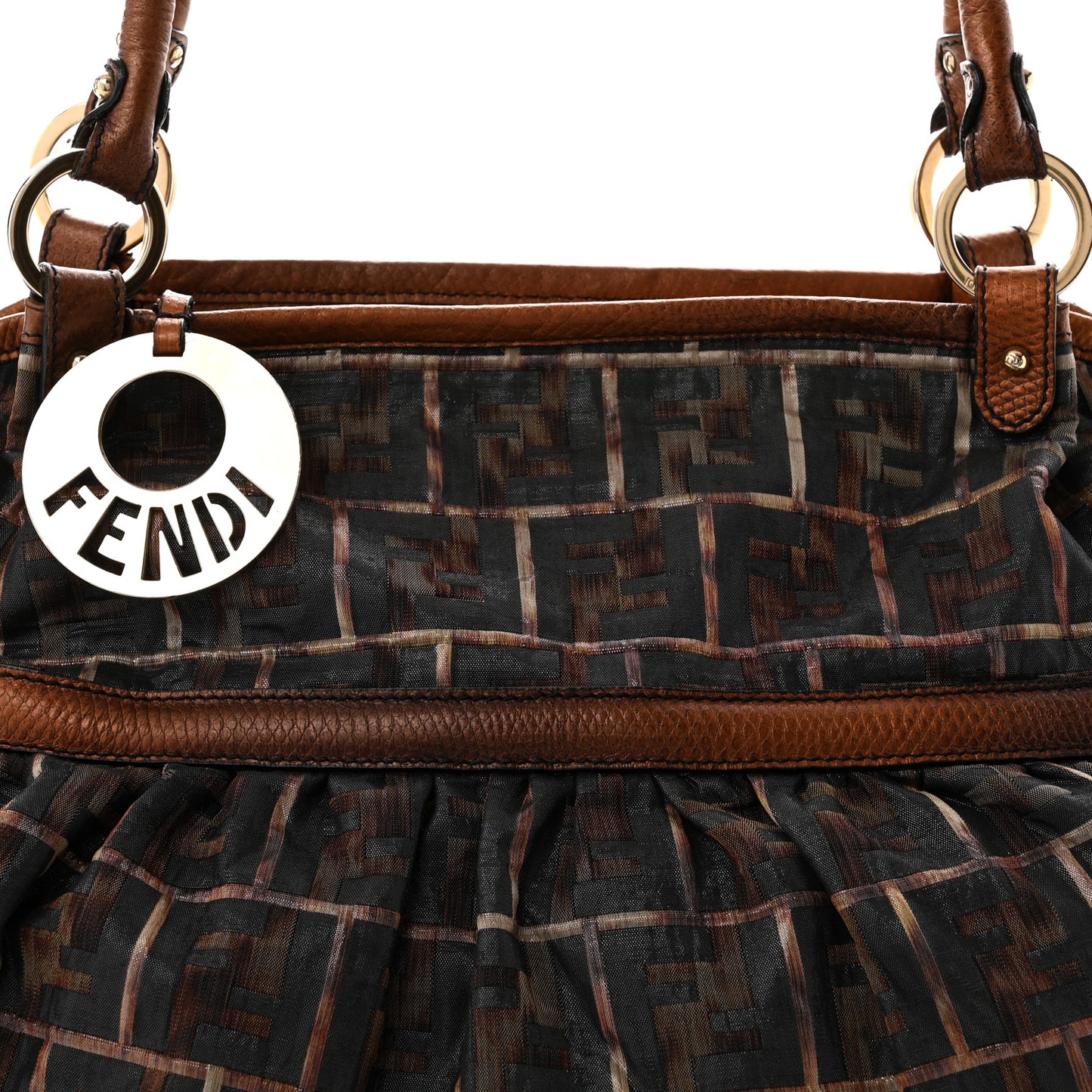 Zucca Calfskin Crocodile Embossed Large Chef Shopper Tote Tobacco