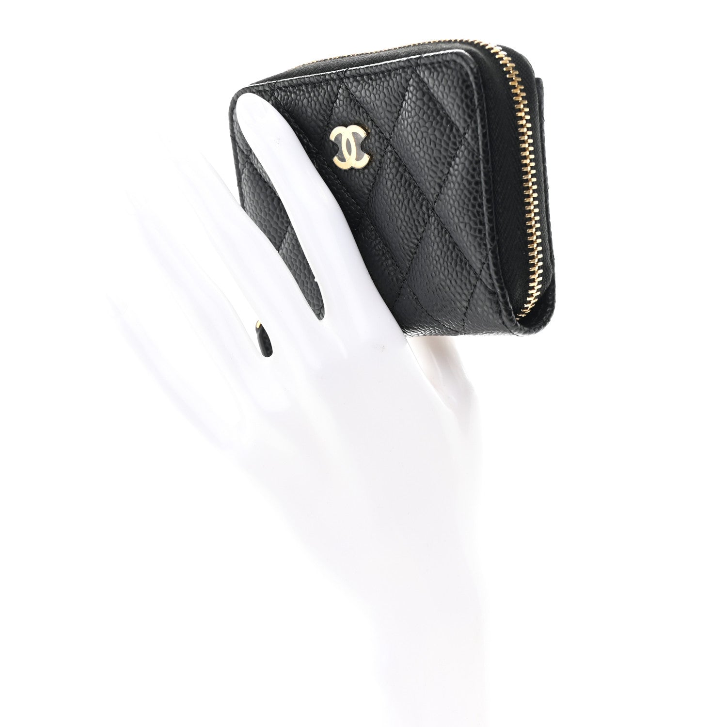 Chanel Caviar Quilted Zip Coin Purse Black 2 of 8