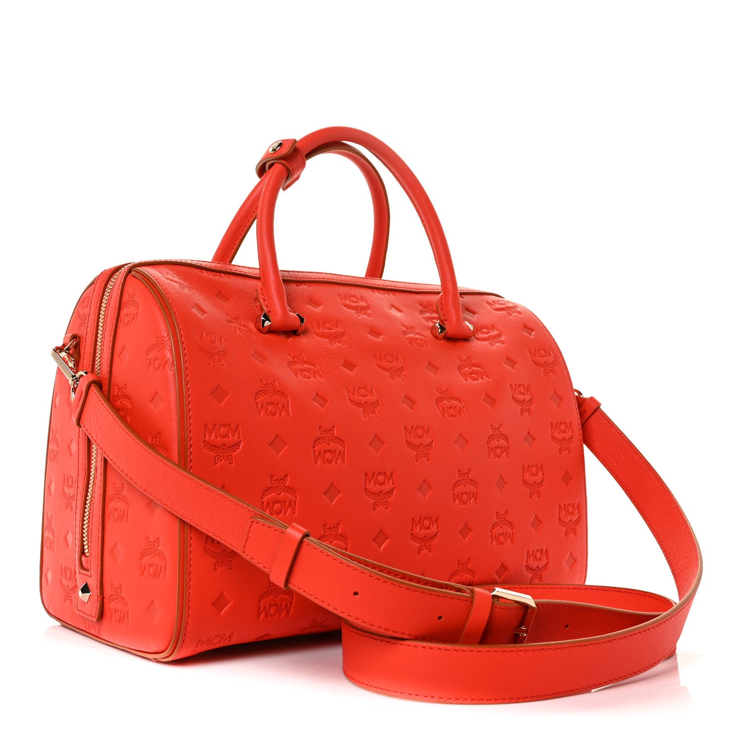 Calfskin Monogram Essential Boston Bag Red