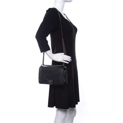 Chanel Metallic Calfskin Quilted Medium Boy Flap Black 2 of 15