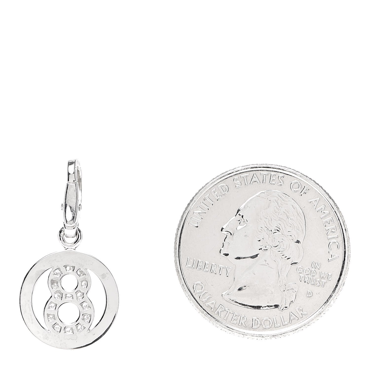 Cartier 18K White Gold Diamond No. 8 Circle Charm 2 of 3