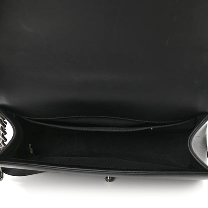 Chanel Calfskin Pleated Medium Boy In Rome Flap Black White 5 of 11