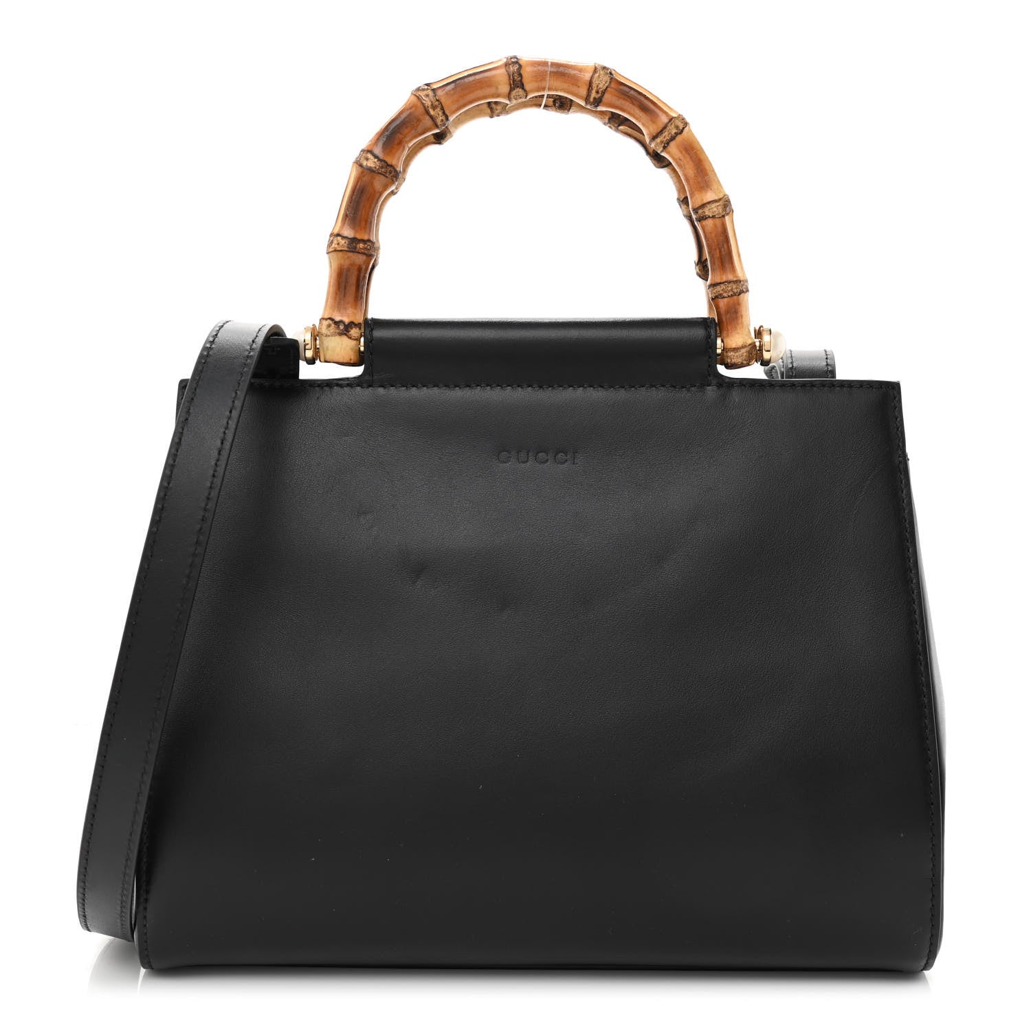 Gucci Nappa Bamboo Small Nymphaea Top Handle Bag Black 1 of 10