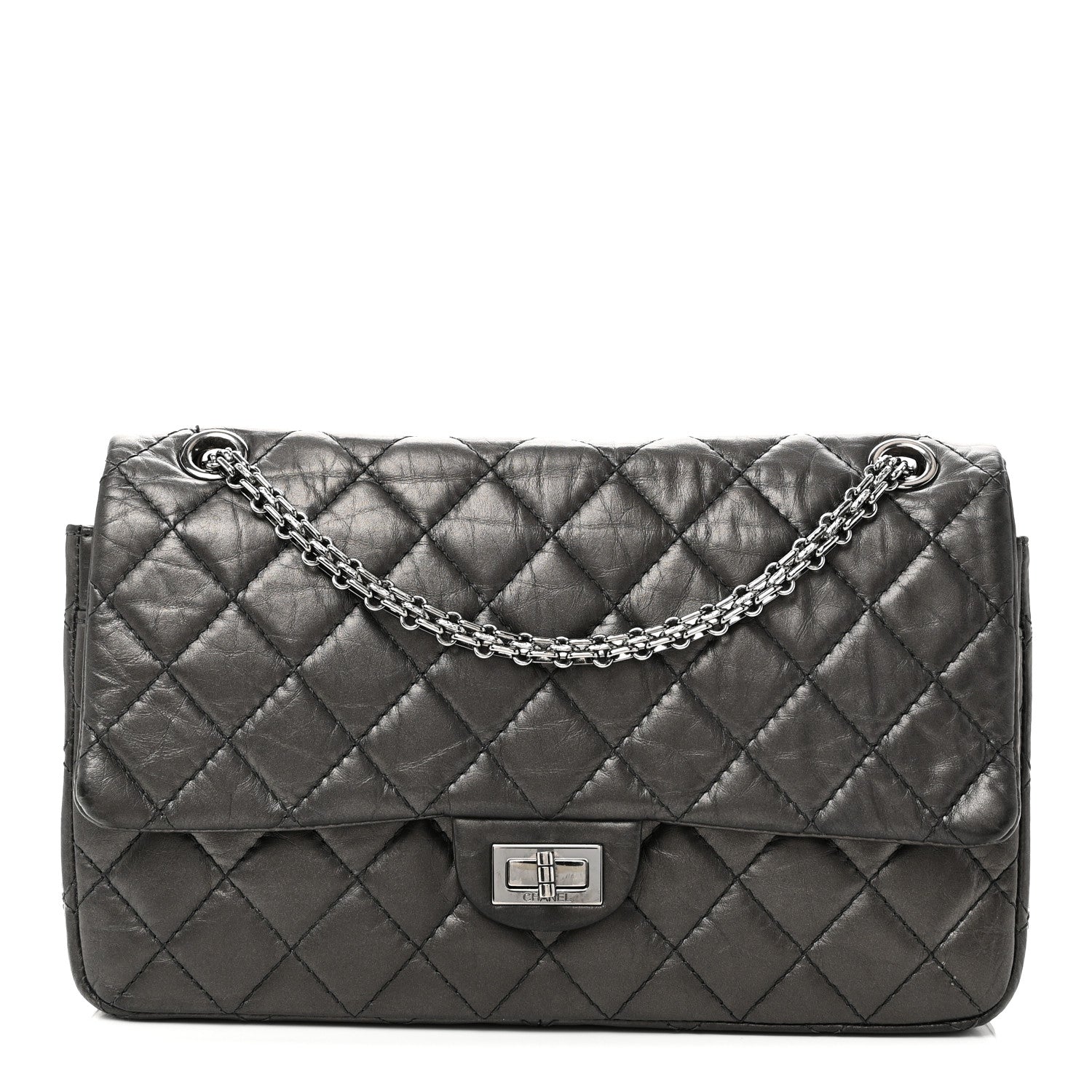 Chanel Metallic Aged Calfskin Quilted 2.55 Reissue 226 Flap Dark Grey 1 of 10