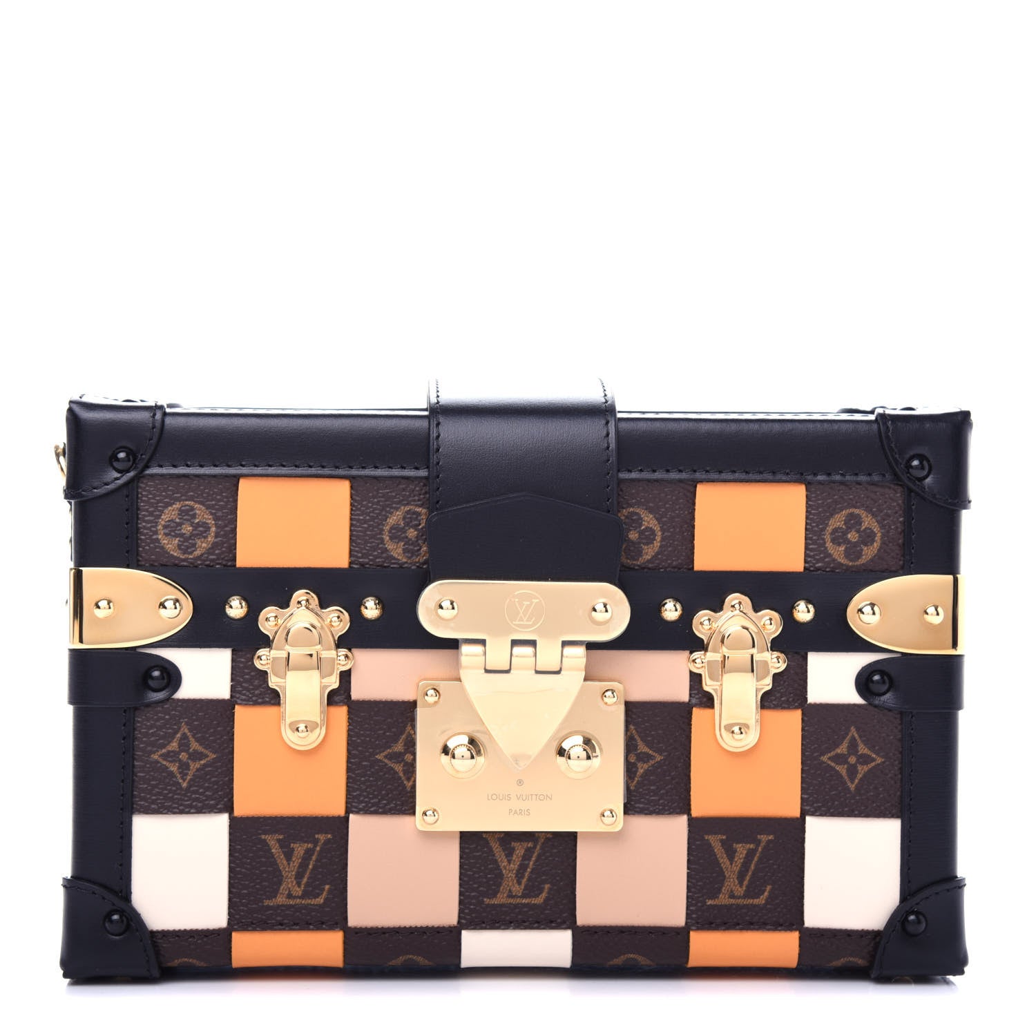 Louis Vuitton Monogram Tressage Petite Malle Beige White Orange 1 of 10