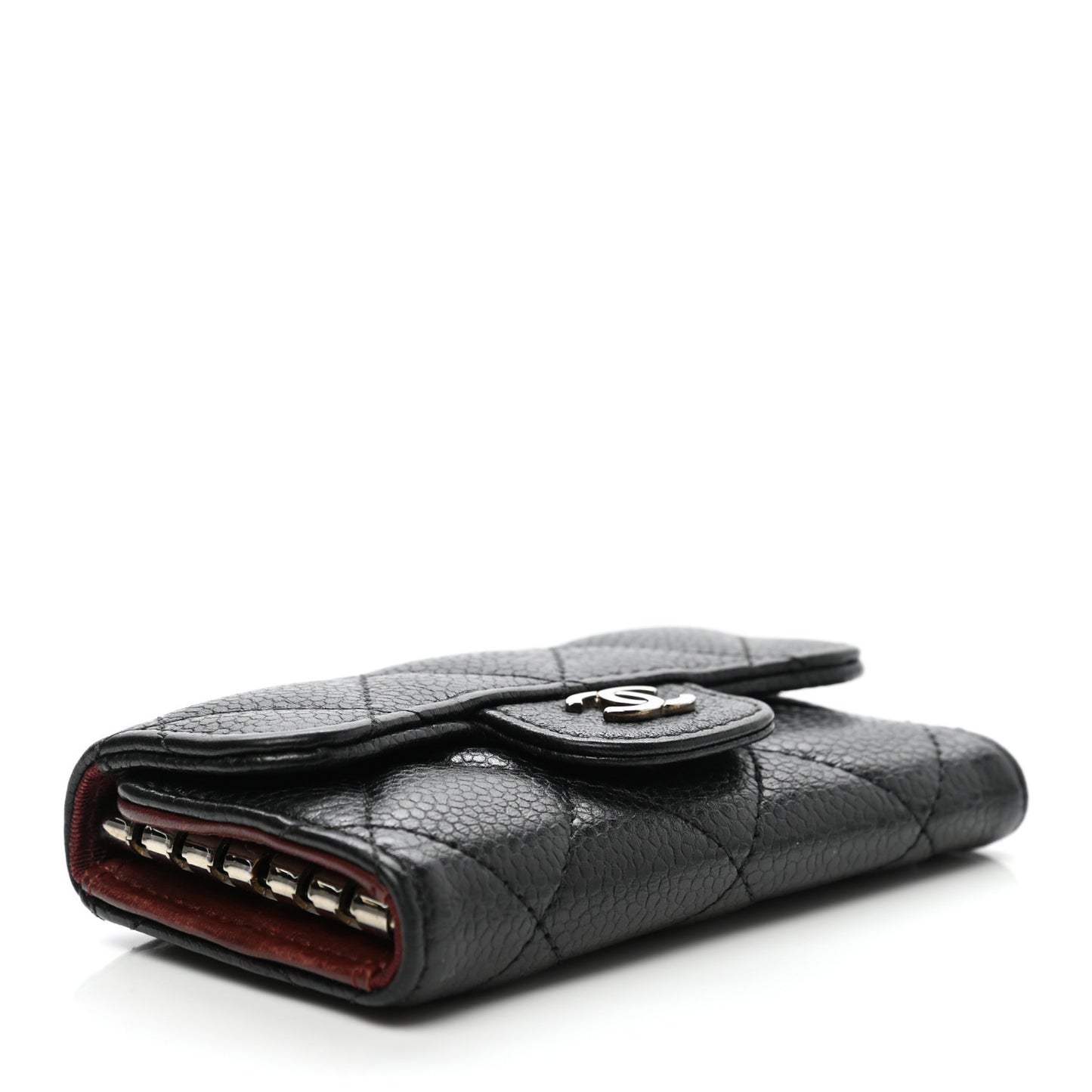 Caviar Quilted 6 Key Holder Black
