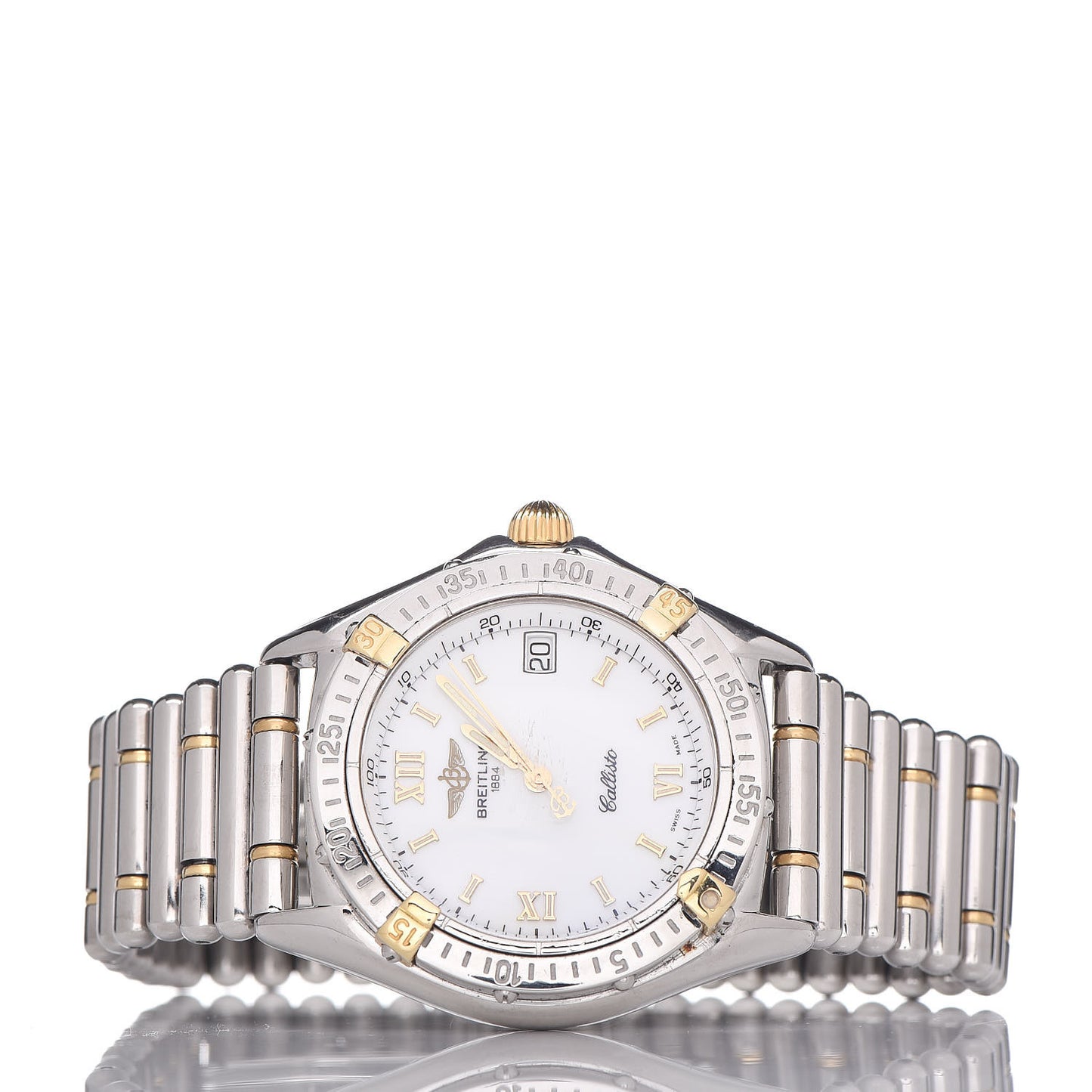 Stainless Steel 18K Yellow Gold 30mm Callisto Quartz Watch White B64046