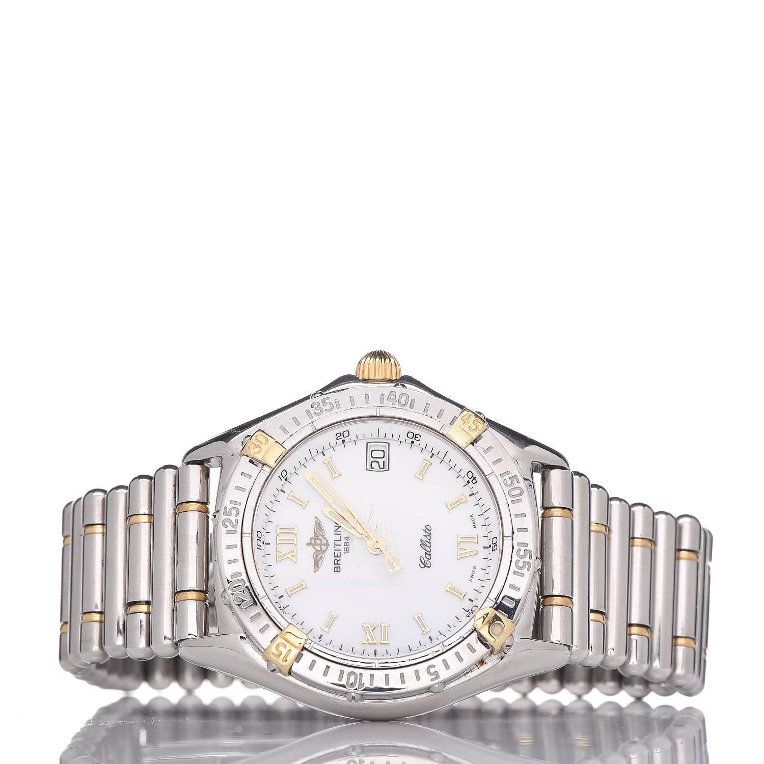 Breitling Stainless Steel 18K Yellow Gold 30mm Callisto Quartz Watch White B64046 3 of 7