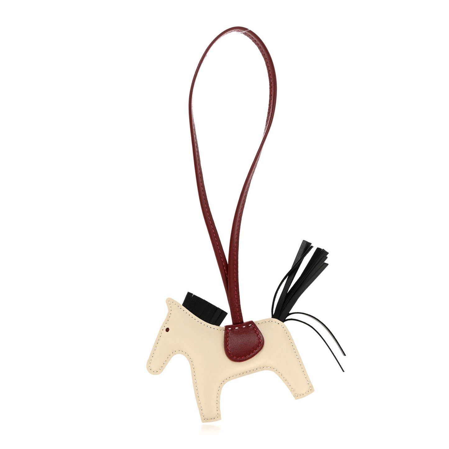 Milo Lambskin Grigri Rodeo Horse Bag Charm PM Nata Rouge H Black