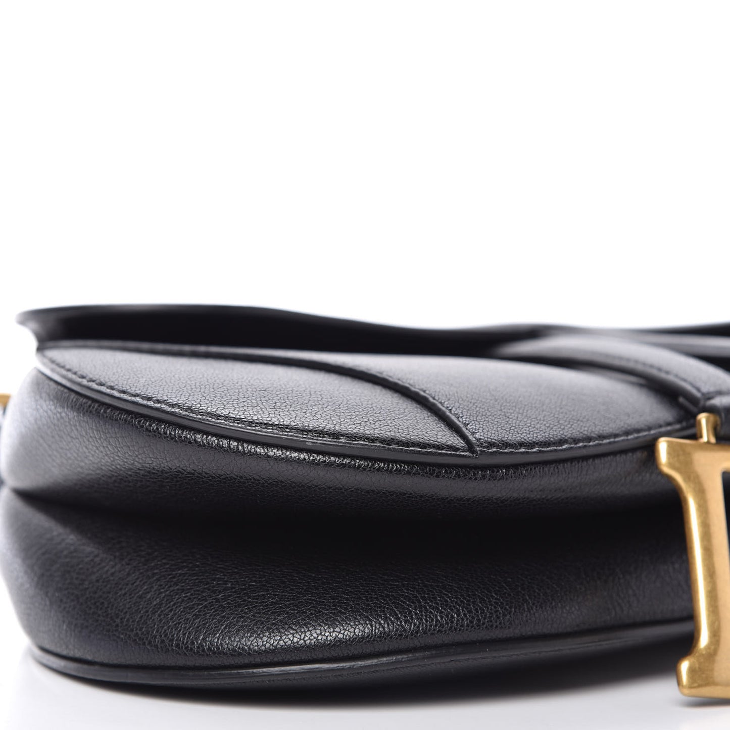 Shiny Goatskin Saddle Bag Black