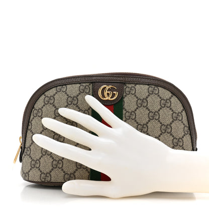 Gucci GG Supreme Monogram Textured Calfskin Web Large Ophidia Cosmetic Case Beige Ebony New Acero 2 of 10