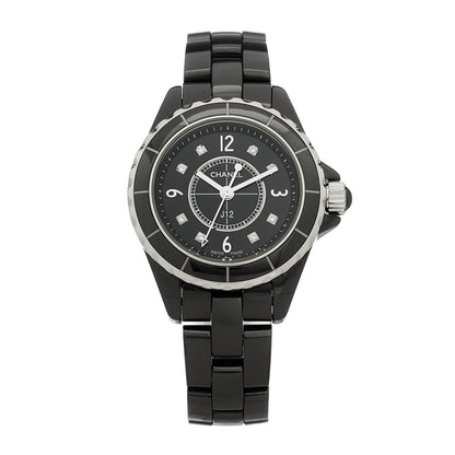 Chanel Stainless Steel Ceramic Diamond 29mm J12 Quartz Watch Black 1 of 4