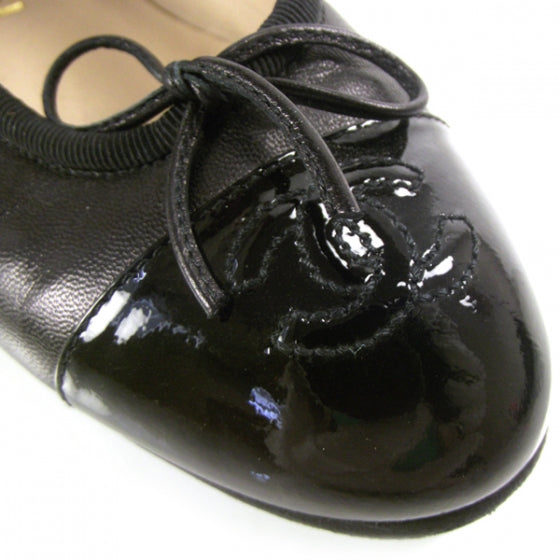 Patent Leather Tip Ballerina Flats 34.5 Black