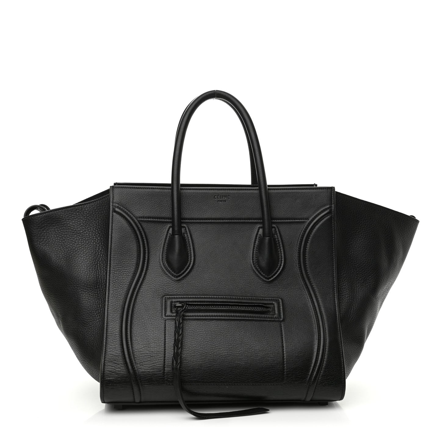 Grained Calfskin Medium Phantom Luggage Black