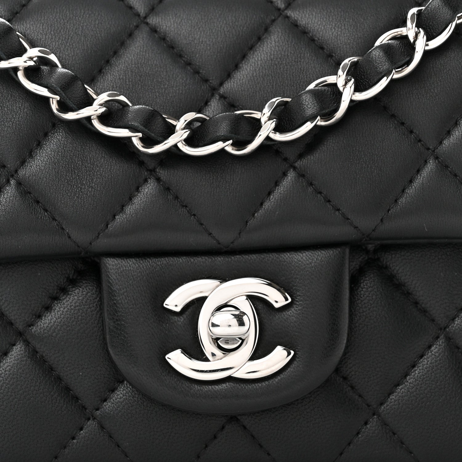 Chanel Lambskin Quilted Mini Rectangular Flap Black 8 of 10