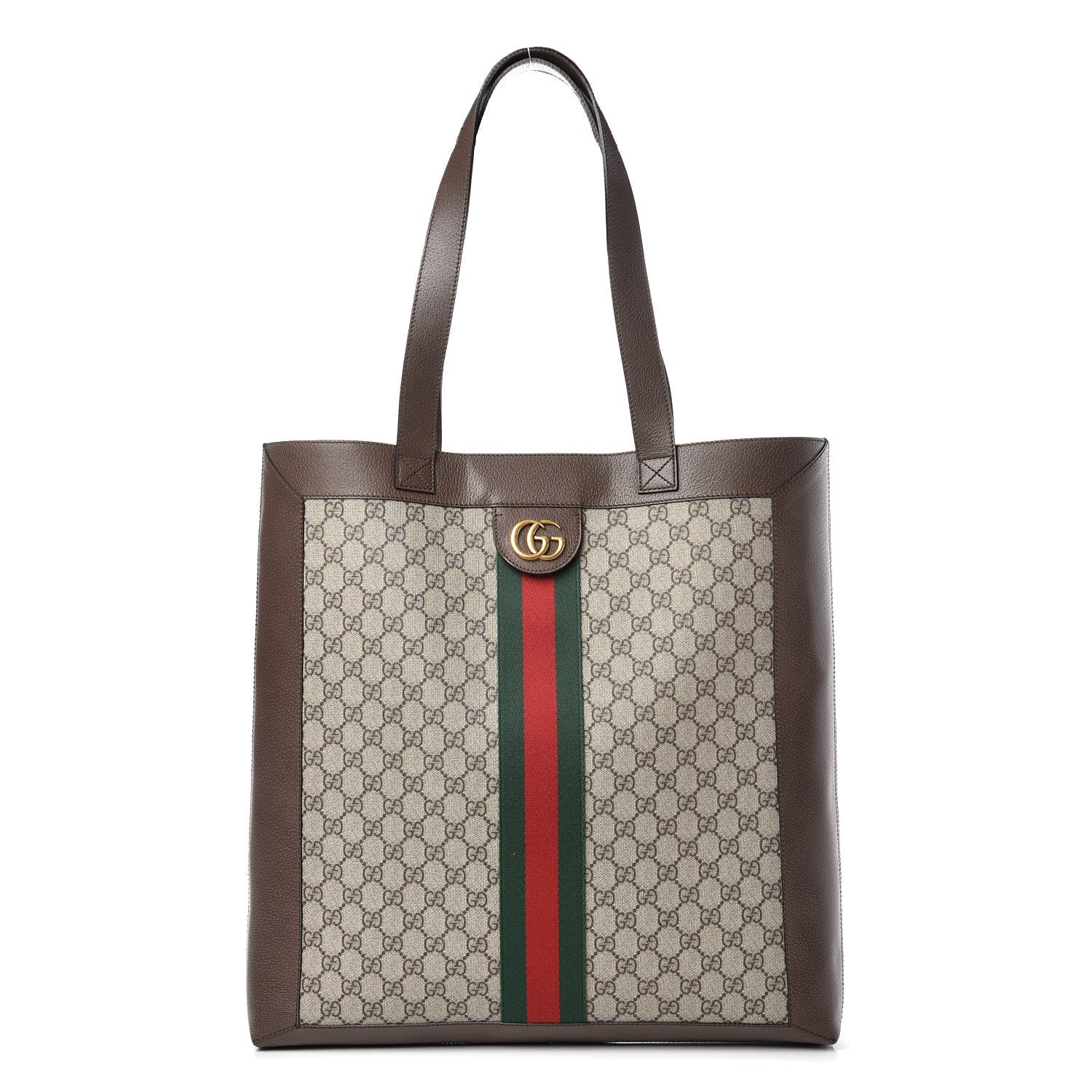 Gucci GG Supreme Monogram Web Large Ophidia Vertical Shopping Tote Brown 1 of 10