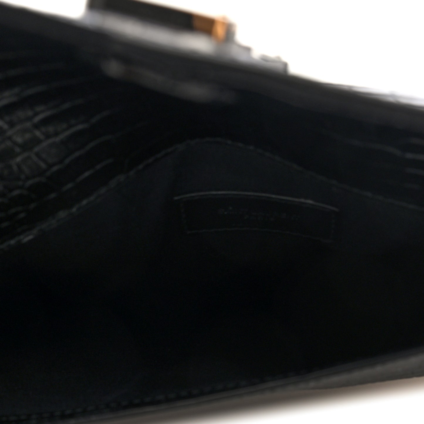 Calfskin Crocodile Embossed Uptown Monogram Pouch Black