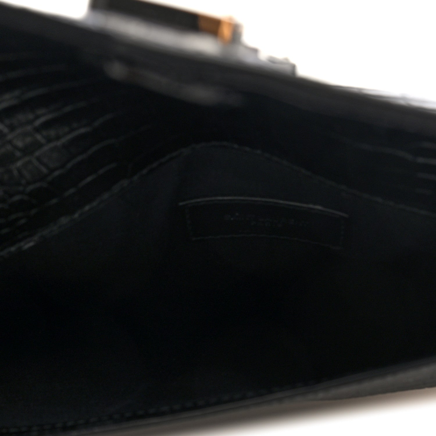 Saint Laurent Calfskin Crocodile Embossed Uptown Monogram Pouch Black 5 of 6