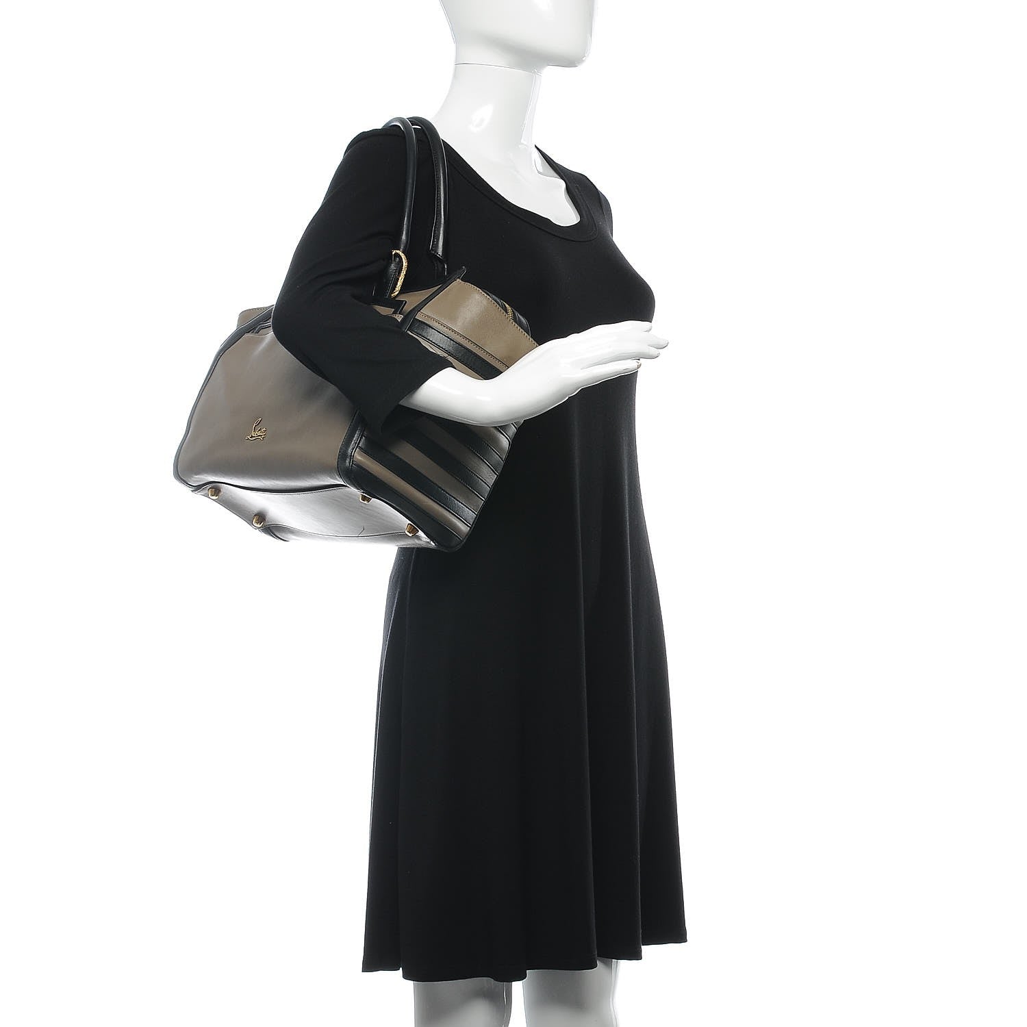 Christian Louboutin Calfskin Farida Bowler Bag Taupe Black 2 of 10