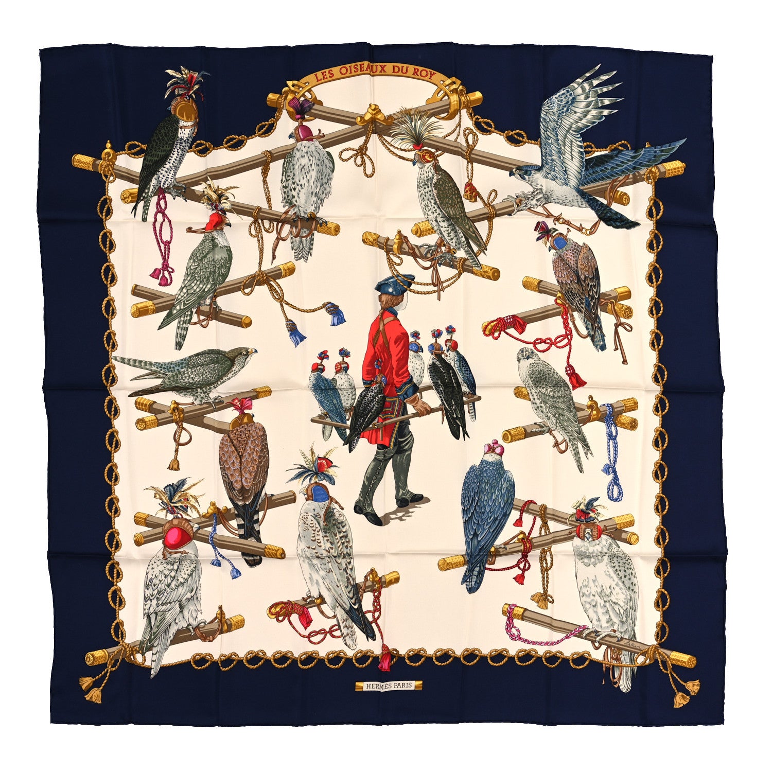 Hermes Silk Les Oiseaux Du Roy Scarf 90 1 of 3