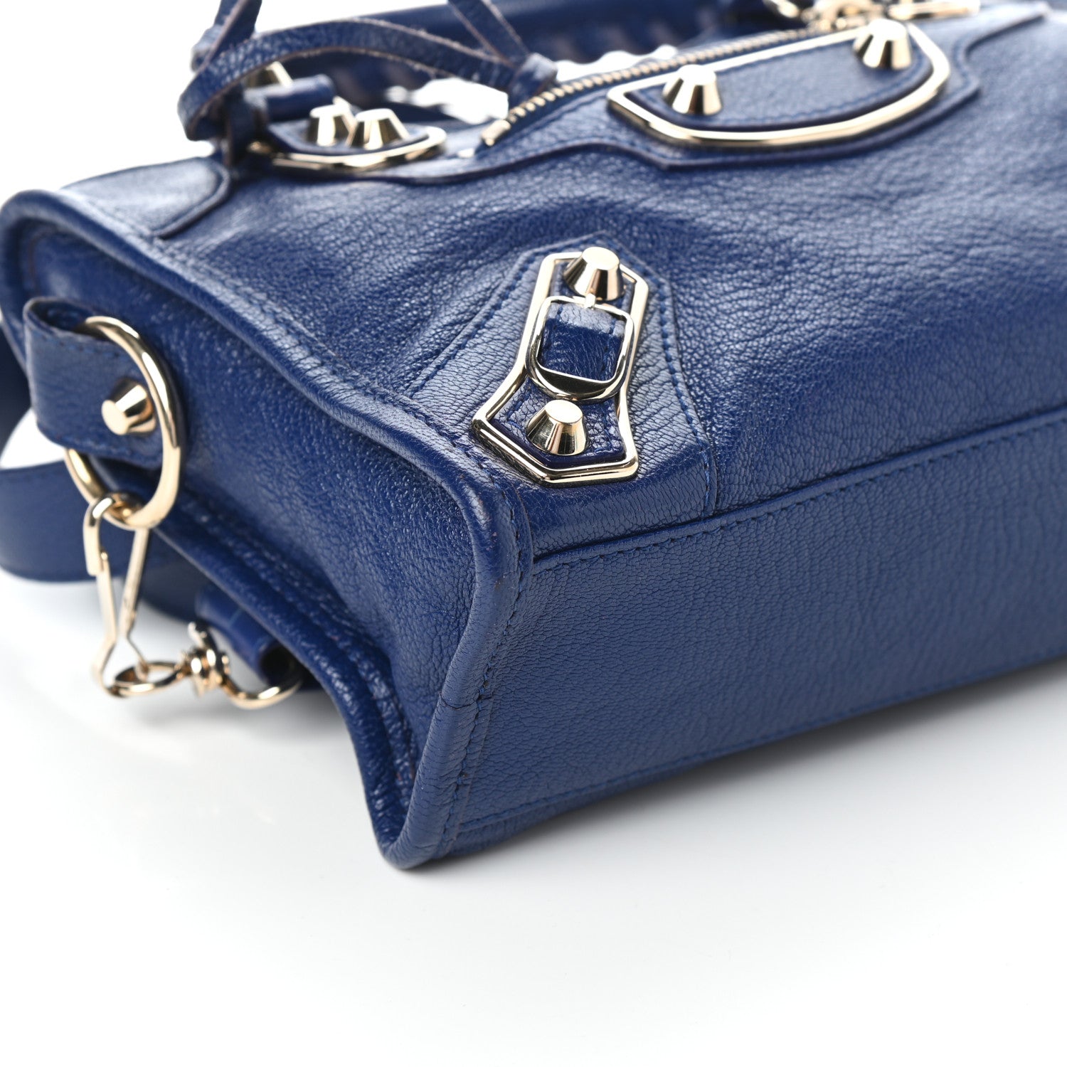 Balenciaga Chevre Gold Metallic Edge Hardware Mini City Bleu Roi 7 of 8
