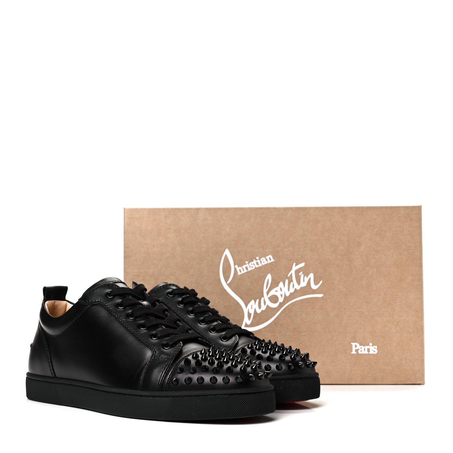 Christian Louboutin Calfskin Mens Louis Junior Spikes Flat Sneakers 44 Black 9 of 9