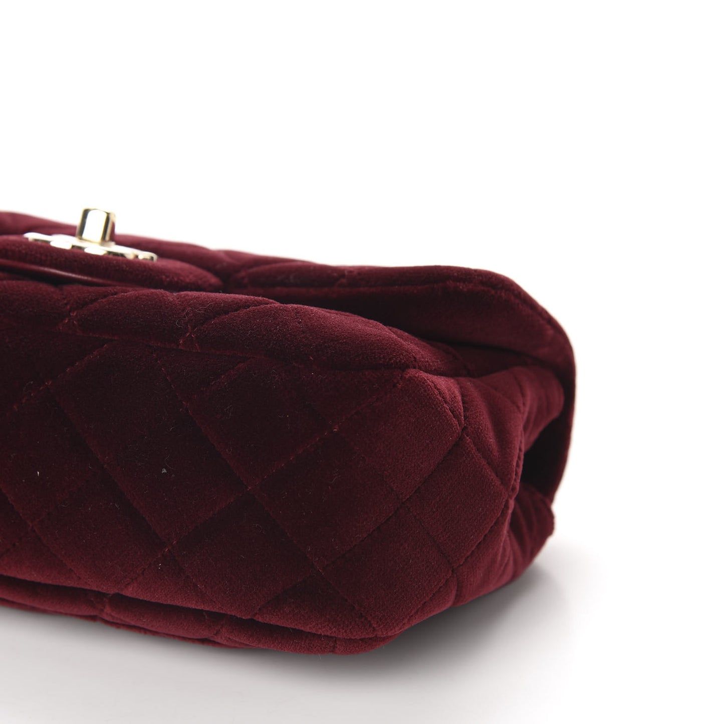 Velvet Quilted Mini Rectangular Pearl Crush Flap Burgundy