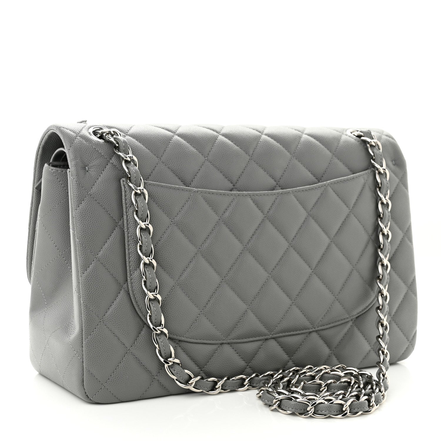 Chanel Caviar Quilted Jumbo Double Flap Grey 3 of 10