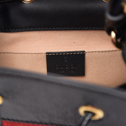 Gucci Suede Patent Web Small Ophidia Bucket Bag Hibiscus Red Black 5 of 9