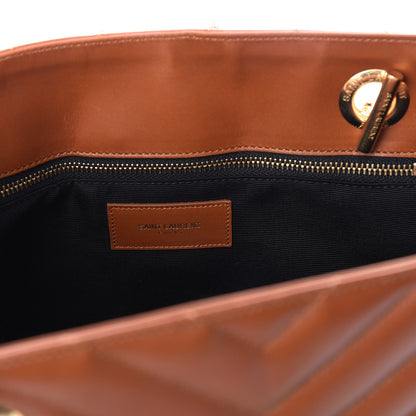 Saint Laurent Smooth Calfskin Matelasse Chevron Large Monogram Shopping Bag Brown 7 of 9