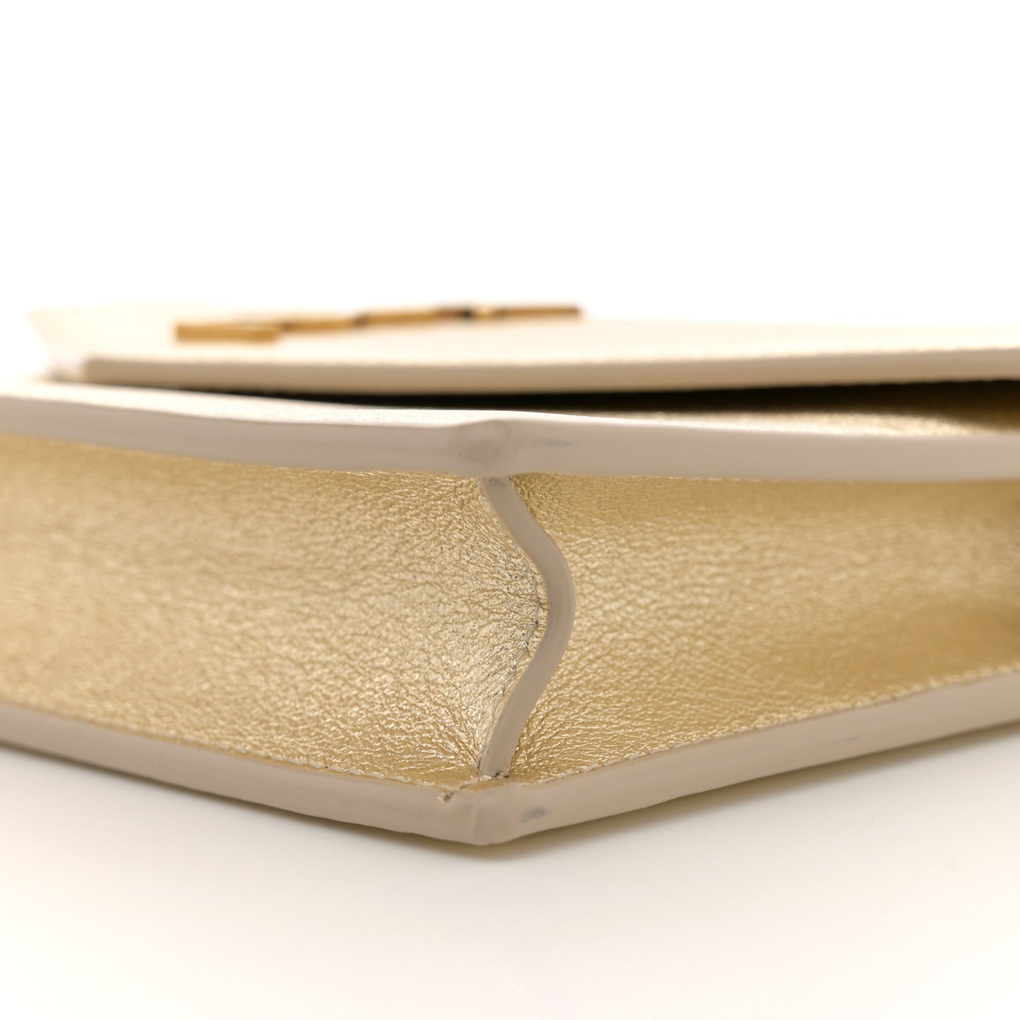 Metallic Calfskin Monogram Envelope Chain Wallet Gold