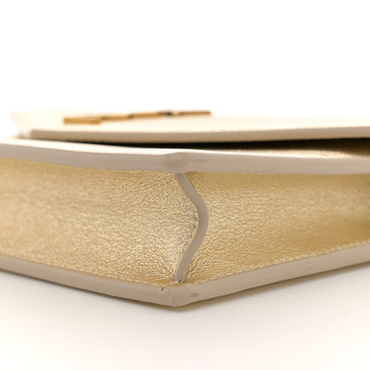 Saint Laurent Metallic Calfskin Monogram Envelope Chain Wallet Gold 10 of 13