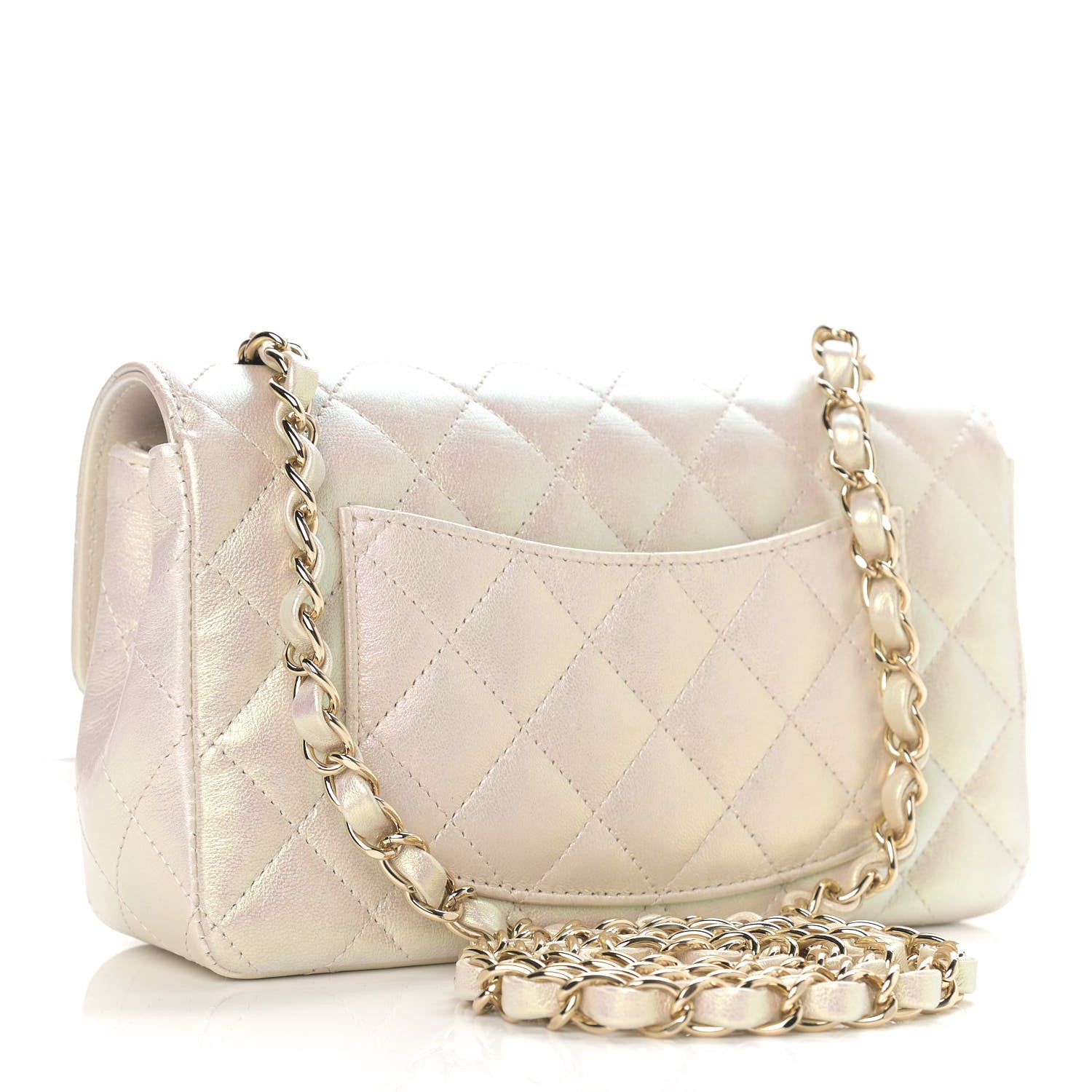 Chanel Iridescent Lambskin Quilted Mini Rectangular Flap Ivory 3 of 9