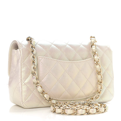 Chanel Iridescent Lambskin Quilted Mini Rectangular Flap Ivory 3 of 9