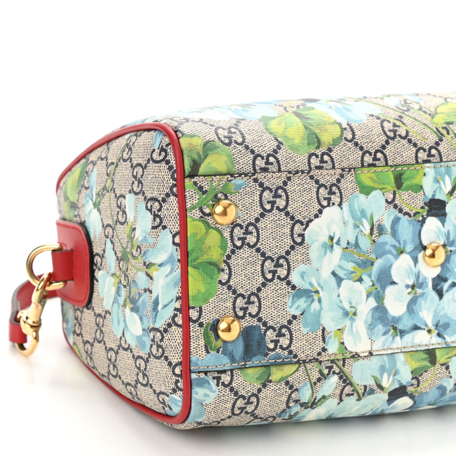 Gucci GG Supreme Monogram Blooms Small Boston Beige Blue Navy Hibiscus Red 8 of 9