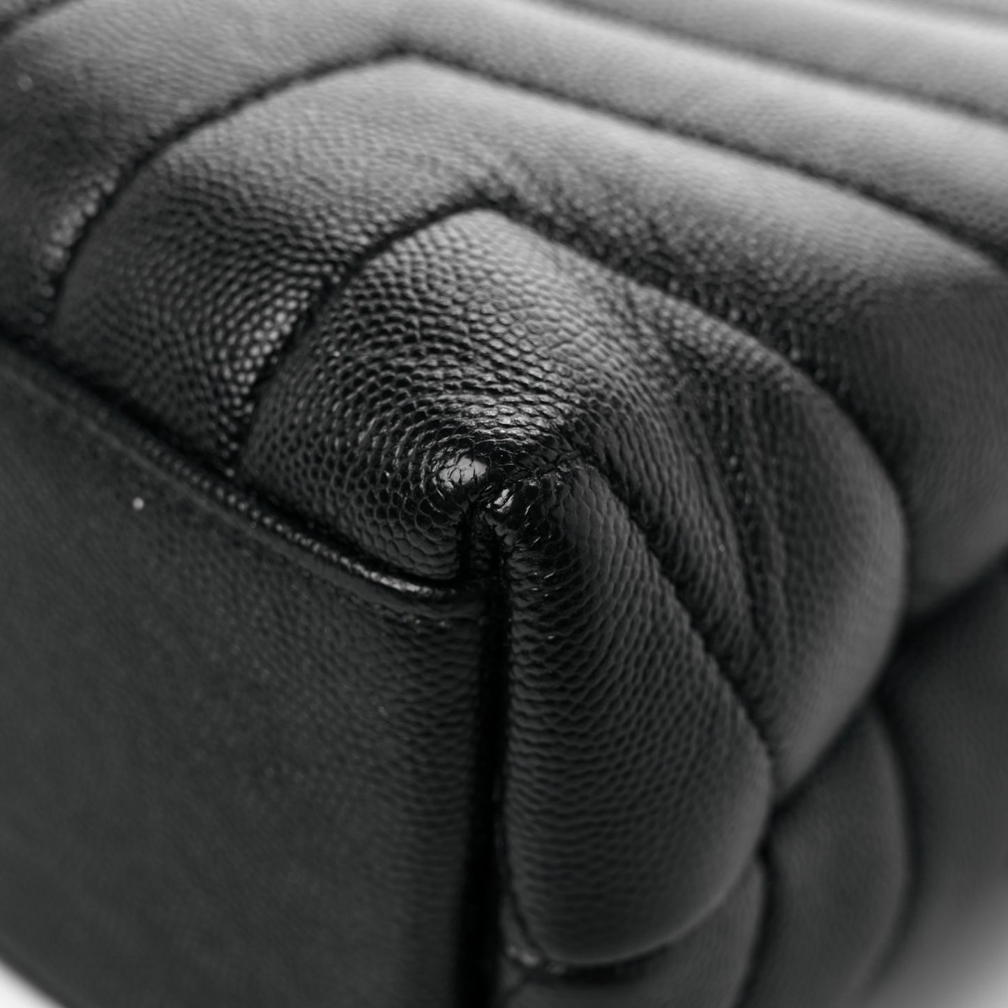 Grain de Poudre Calfskin Y Quilted Monogram Small Loulou Chain Satchel Black