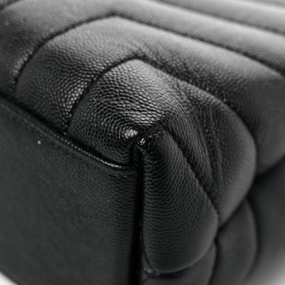 Saint Laurent Grain de Poudre Calfskin Y Quilted Monogram Small Loulou Chain Satchel Black 12 of 14