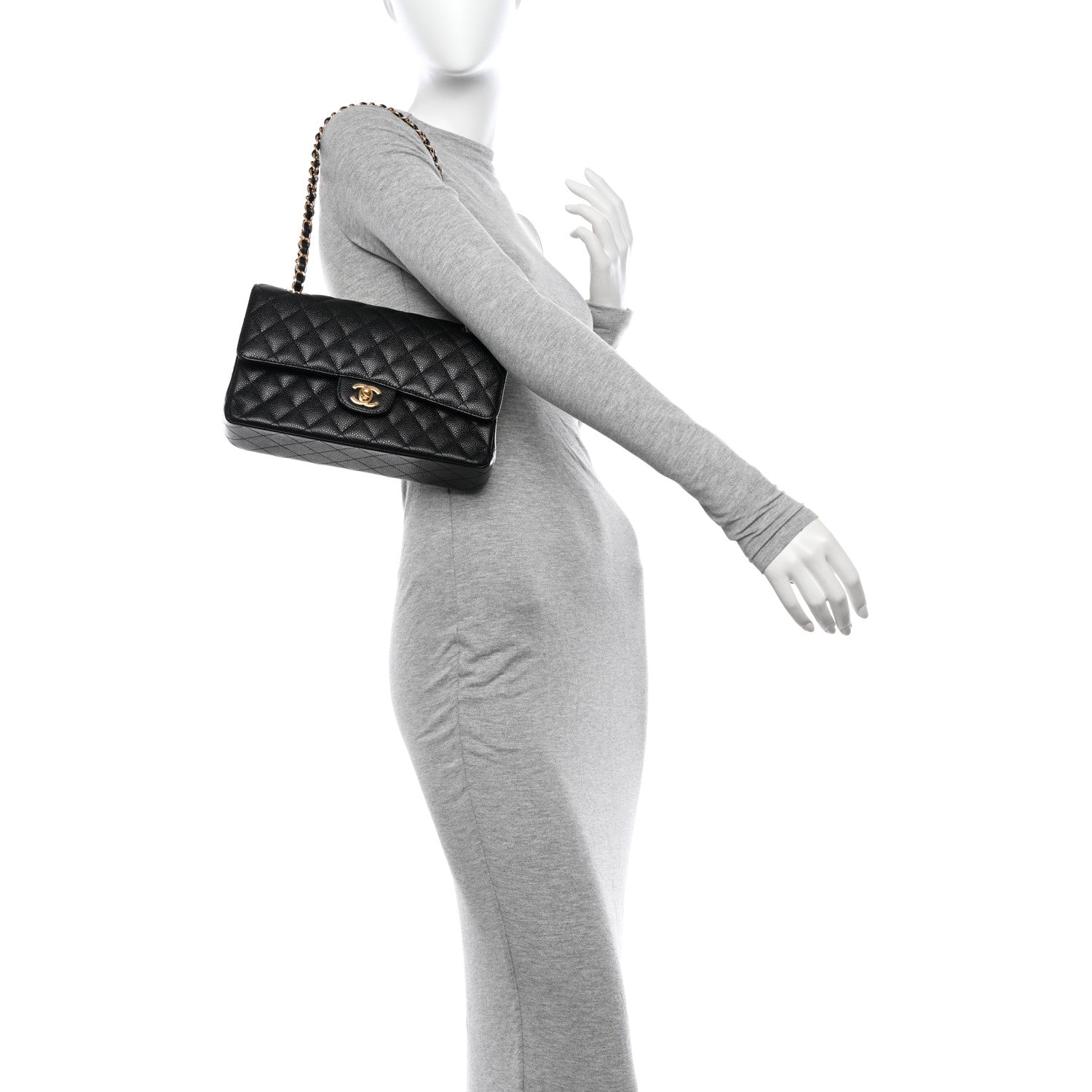 Chanel Caviar Quilted Medium Double Flap Black 2 of 12