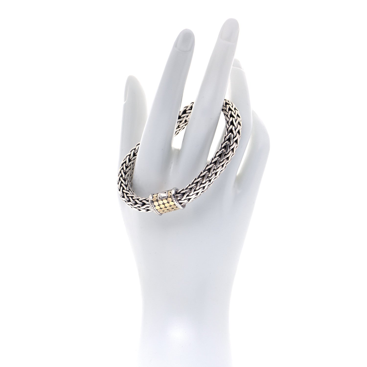 John Hardy Sterling Silver 18K Yellow Gold 10.5mm Classic Chain Dot Bracelet 2 of 5