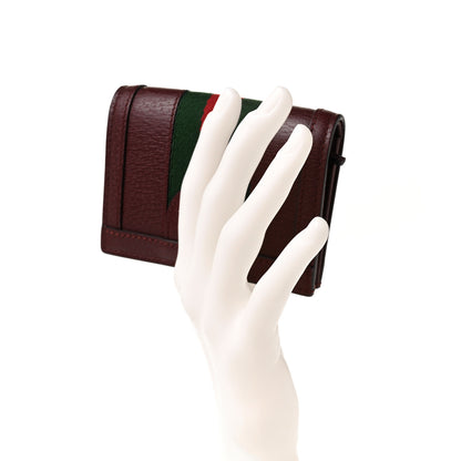 Gucci Textured Calfskin Web Ophidia Card Case Vintage Bordeaux 2 of 9