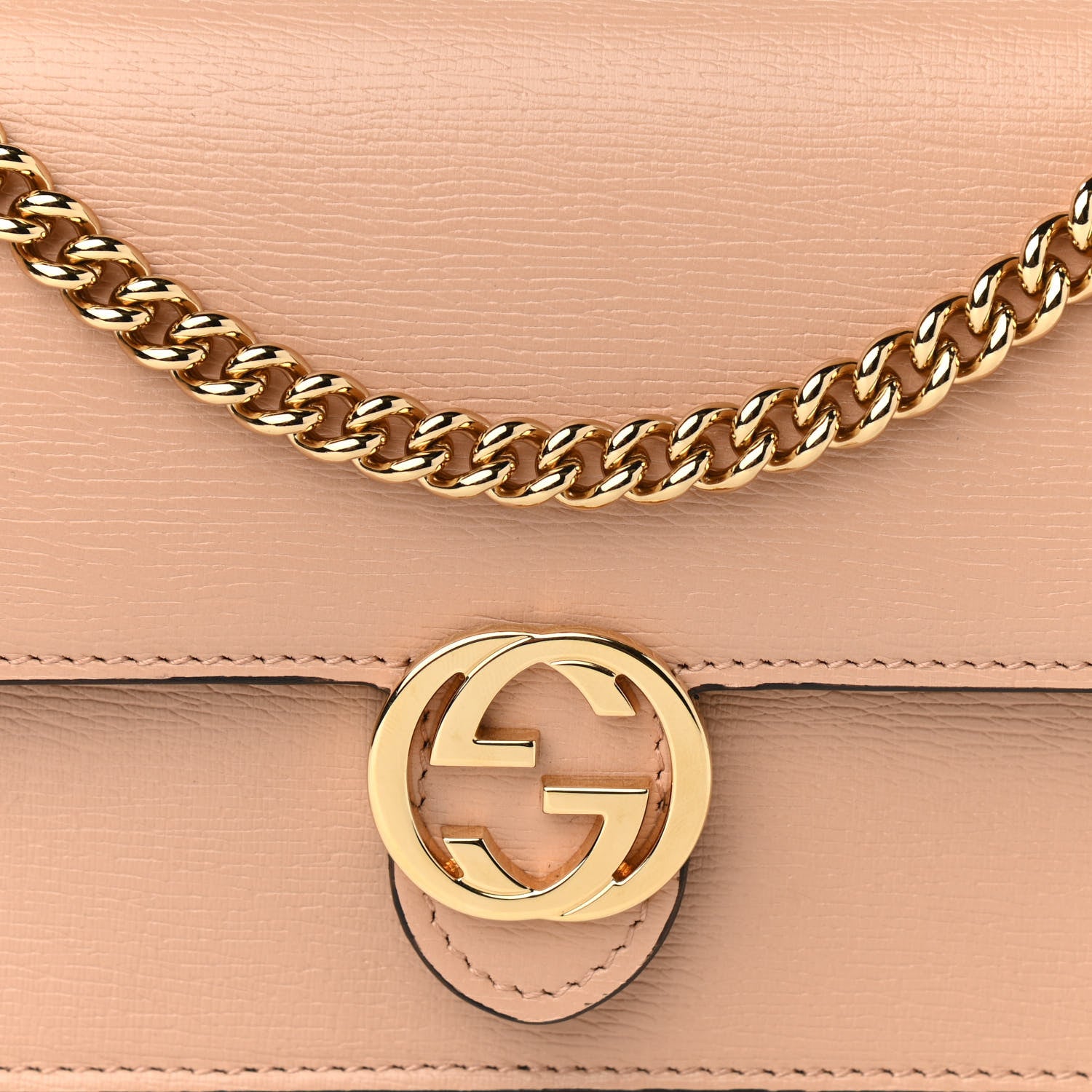 Gucci Textured Calfskin Icon Chain Wallet Pink Apricot 8 of 10