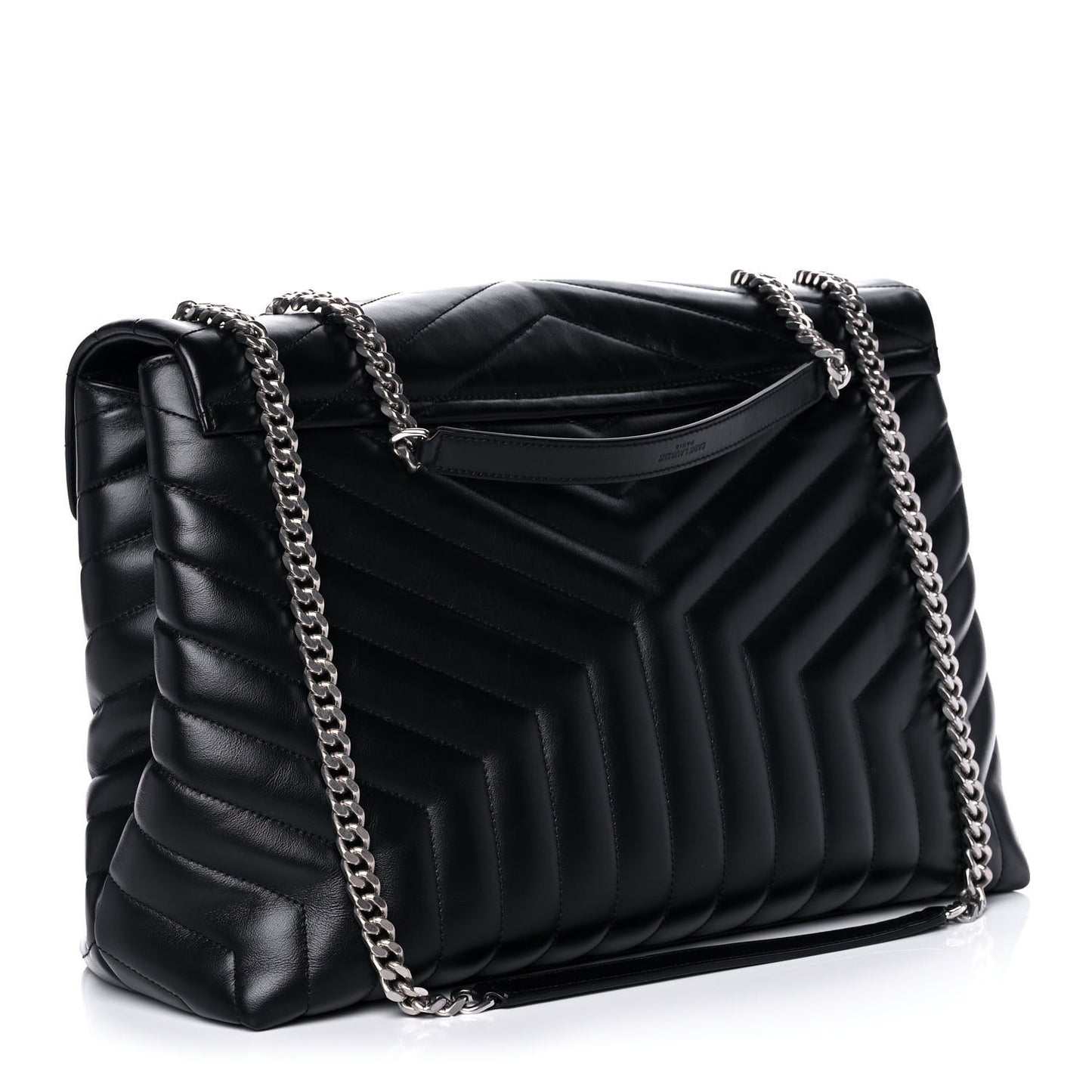 Calfskin Y Quilted Monogram Large Loulou Chain Satchel Black