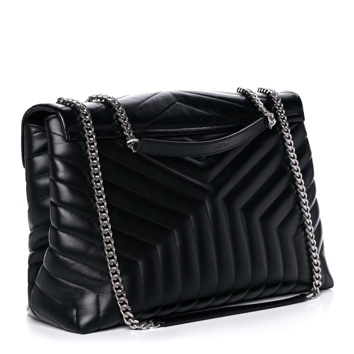 Saint Laurent Calfskin Y Quilted Monogram Large Loulou Chain Satchel Black 2 of 11