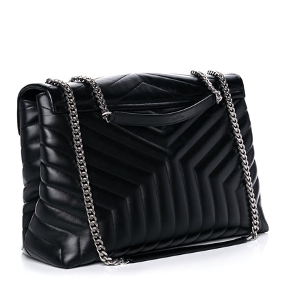 Saint Laurent Calfskin Y Quilted Monogram Large Loulou Chain Satchel Black 2 of 11